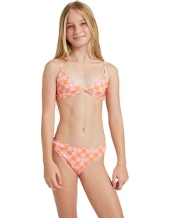 Flower Check Tri Set in Orange
