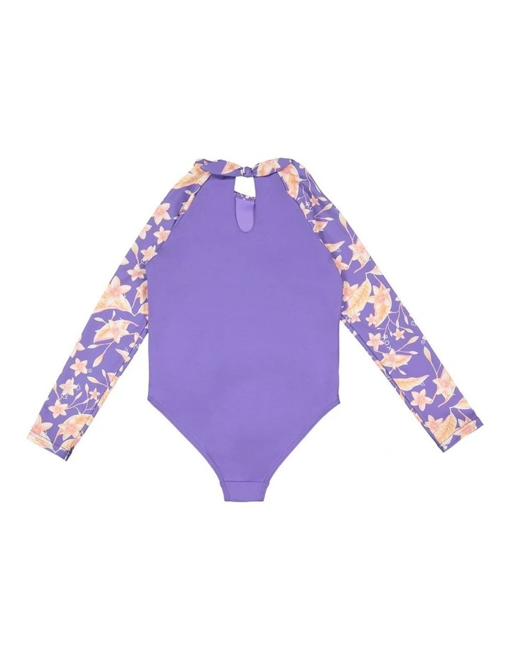 Plumeria Love Long Sleeve One Piece Swimsuit image 2