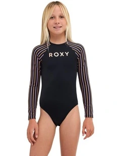 Active Stripe Long Sleeve One Piece Swimsuit