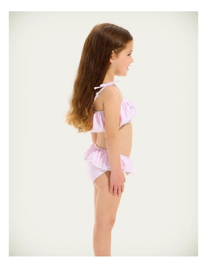 Stripe Emb Frill Bikini In Pink Petal image 3