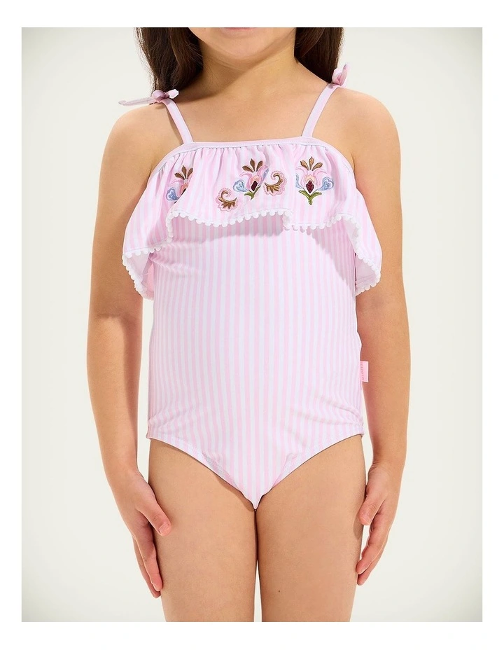 Stripe Frill One Piece In Pink Petal image 4