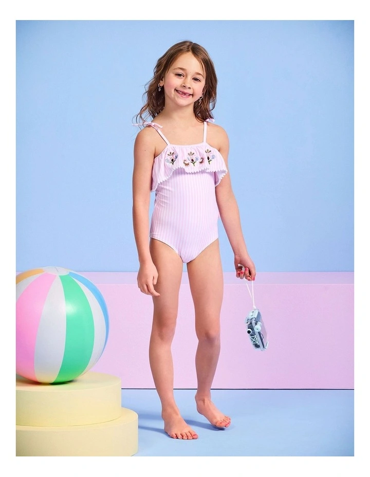 Stripe Frill One Piece In Pink Petal image 5