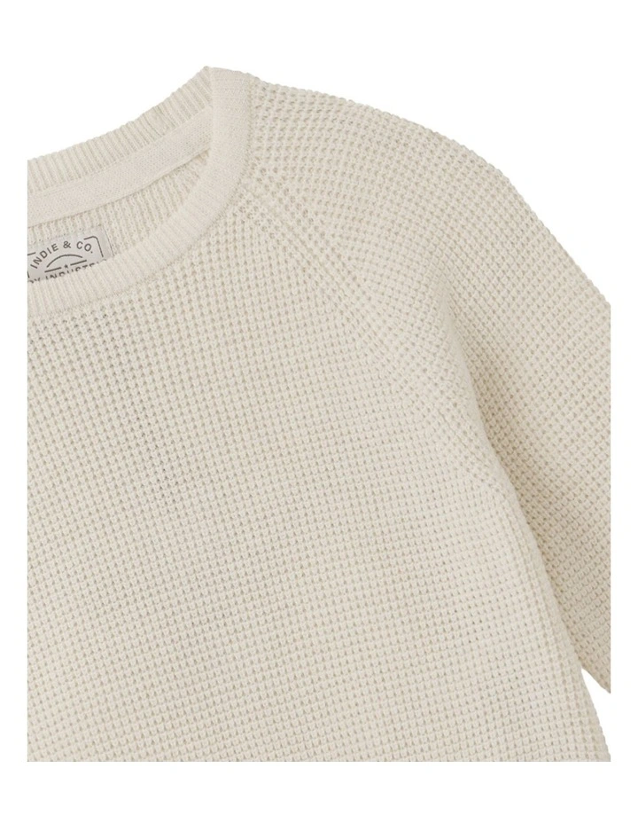 The Summit Raglan Knit Jumper (8-16 Years) in Lt Oat Melange image 2