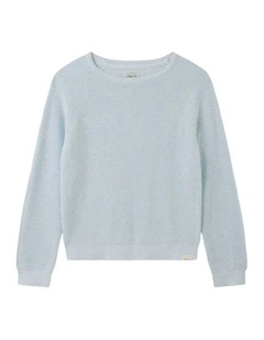 The Summit Raglan Knit Jumper (8-16 Years) in Sky Melange