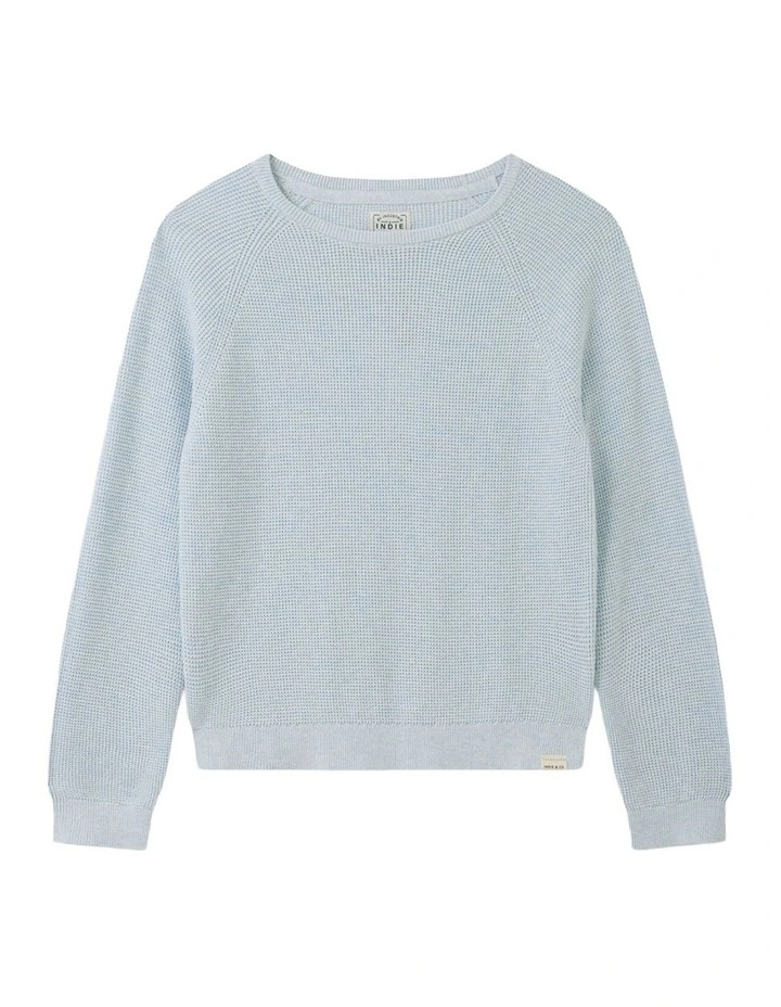 The Summit Raglan Knit Jumper (8-16 Years) in Sky Melange image 1