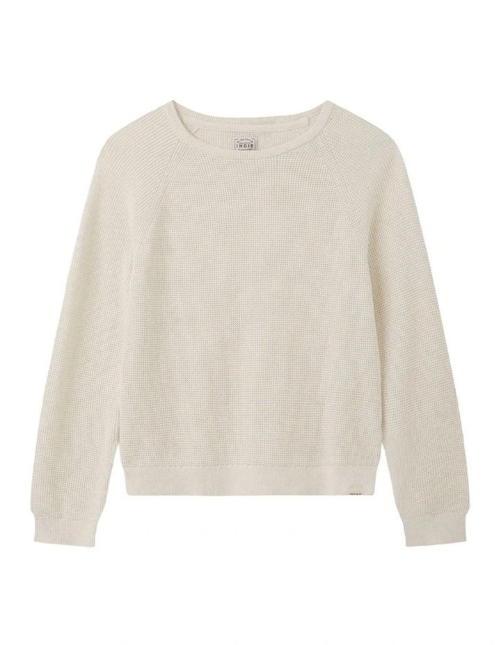 The Summit Raglan Knit Jumper (3-7 Years) in Lt Oat Melange image 1