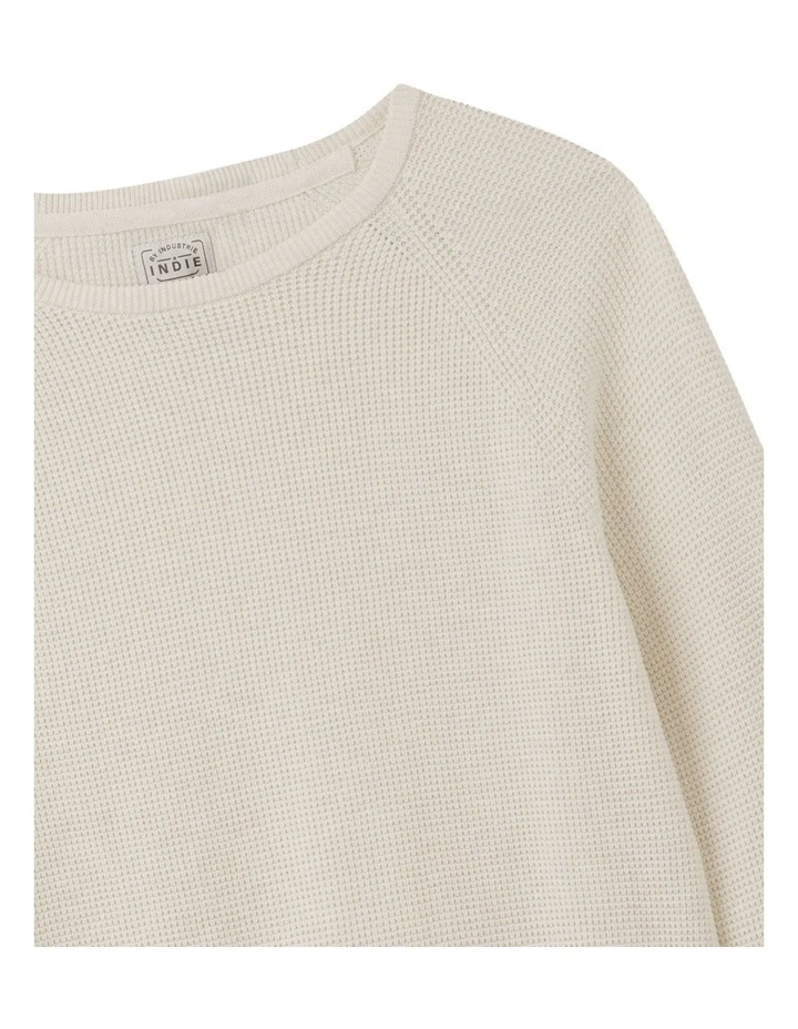 The Summit Raglan Knit Jumper (3-7 Years) in Lt Oat Melange image 2