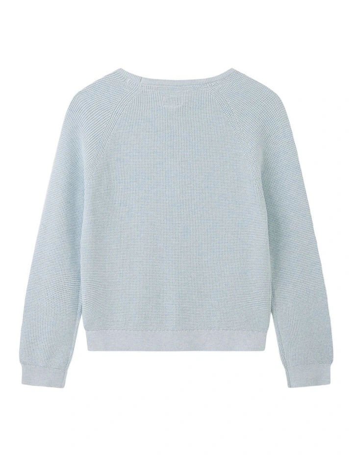 The Summit Raglan Knit Jumper (3-7 Years) in Sky Melange image 3
