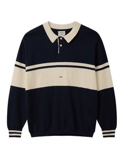 The Topanga Knit (3-7 Years) in Dark Navy Cream