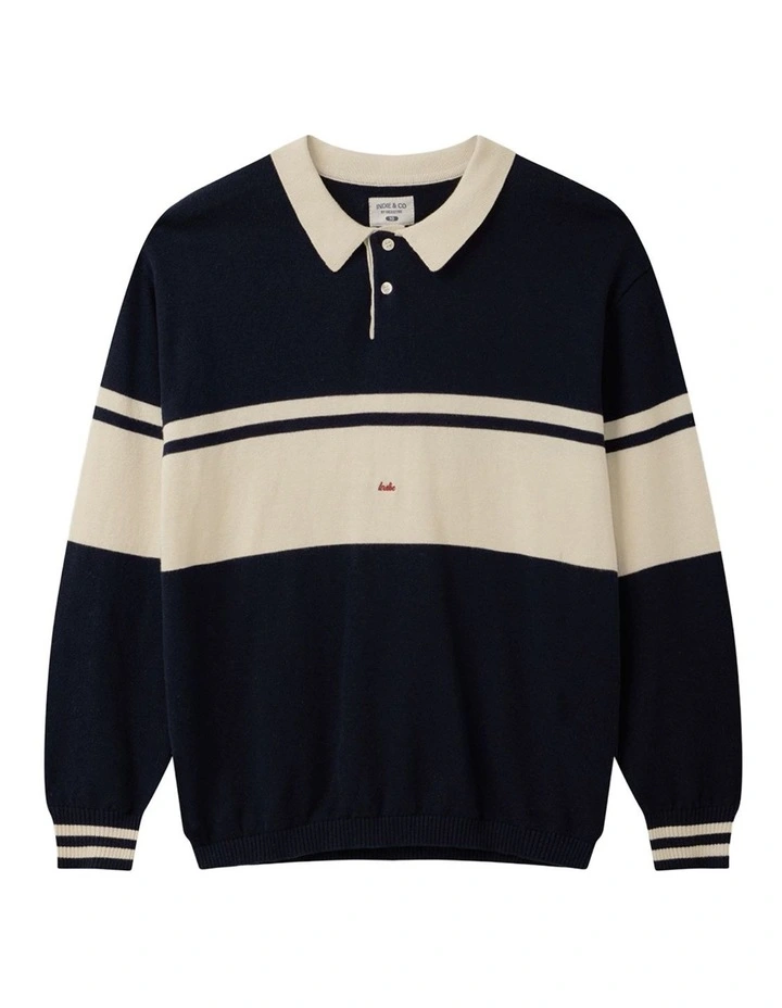 The Topanga Knit (3-7 Years) in Dark Navy Cream image 1