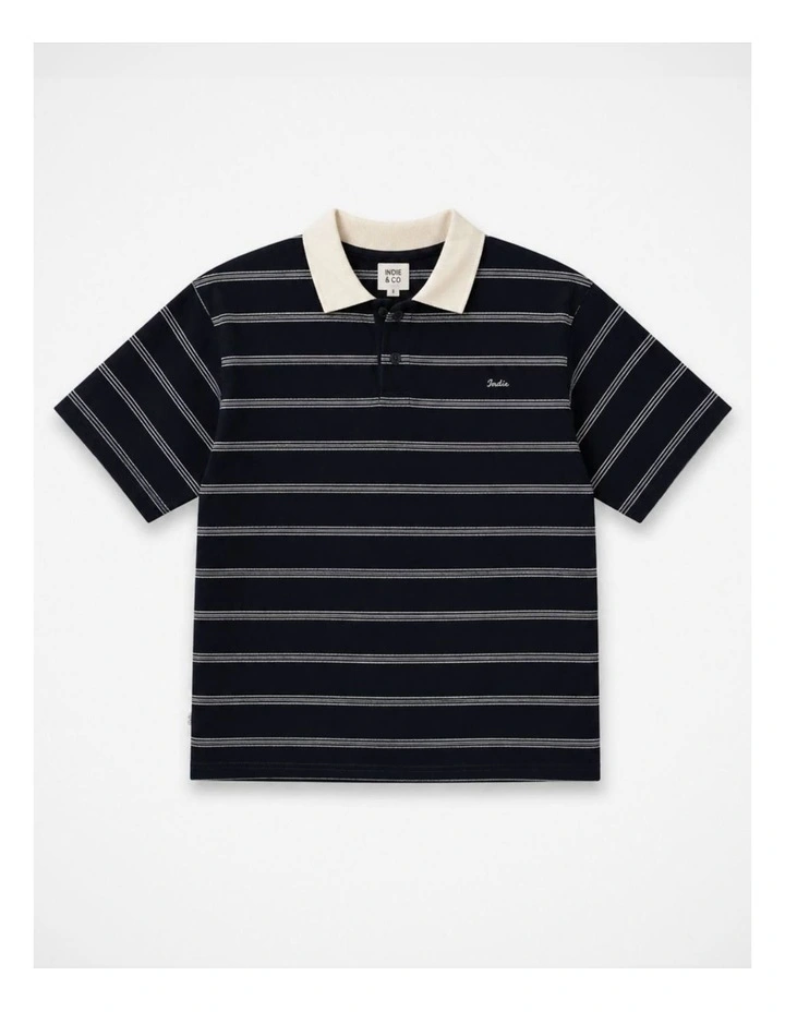 The Watkins Polo in Navy and Cream Stripe (8-16 yrs) image 1