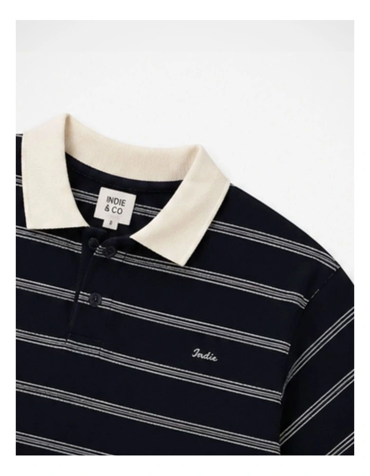 The Watkins Polo in Navy and Cream Stripe (8-16 yrs) image 2