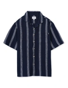 The Cefalu Short Sleeve Shirt (8-16 Years) in Navy