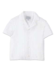 The Camber Short Sleeve Shirt (0-2 Years) in Chalk