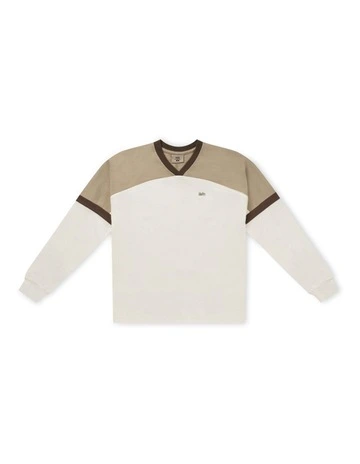 The Vermont Long Sleeve Tee (3-7 Years) in Stone Combo