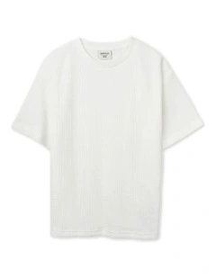 The Veneto Waffle Tee (3-7 Years) in Chalk