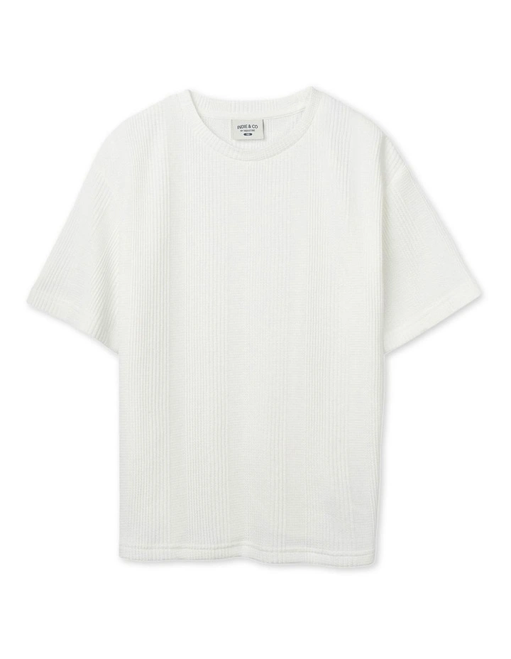The Veneto Waffle Tee (3-7 Years) in Chalk image 1