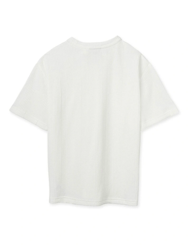 The Veneto Waffle Tee (3-7 Years) in Chalk image 3