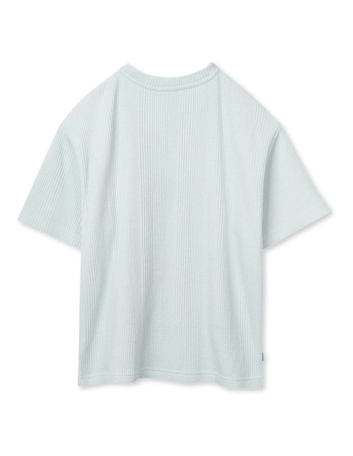 The Veneto Waffle Tee (8-16 Years) in Sky Blue image 3