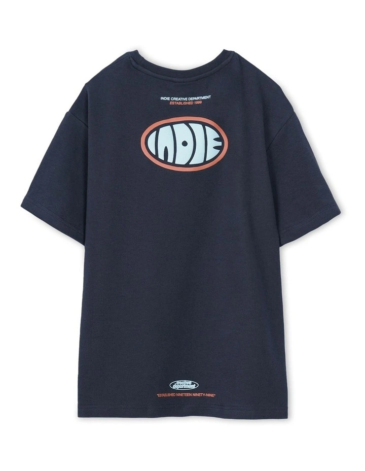 The Stacked Tee (3-7 Years) in Slate/Mint image 2