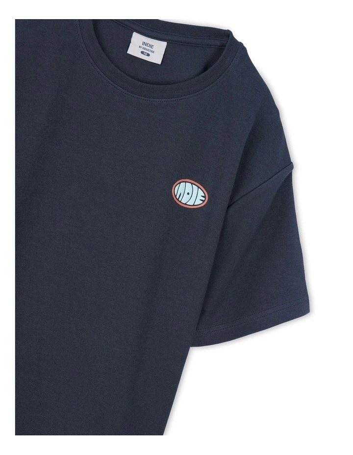 The Stacked Tee (3-7 Years) in Slate/Mint image 3