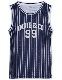 The Full Court Singlet (8-16 Years) in Navy