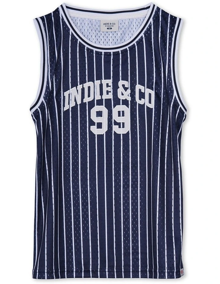 The Full Court Singlet (8-16 Years) in Navy image 1
