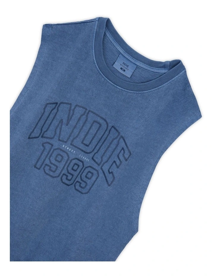 The Stitch Muscle Tee (8-16 Years) in Blue image 2