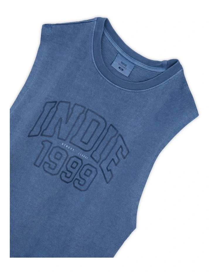 The Stitch Muscle Tee (3-7 Years) in Blue image 2