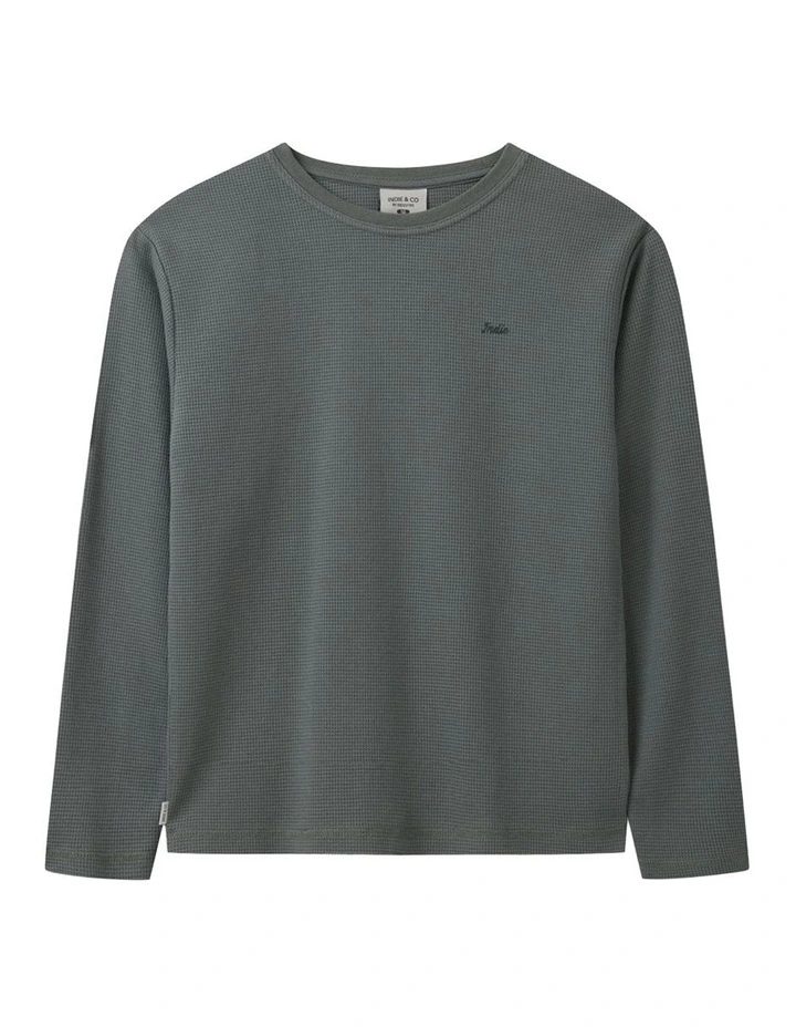 The Bryant Waffle Ls Tee Washed Coal (3-7 Yrs) image 1