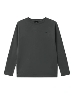 The Indie Newport Long Sleeve Tee (8-16 Years) in Onyx