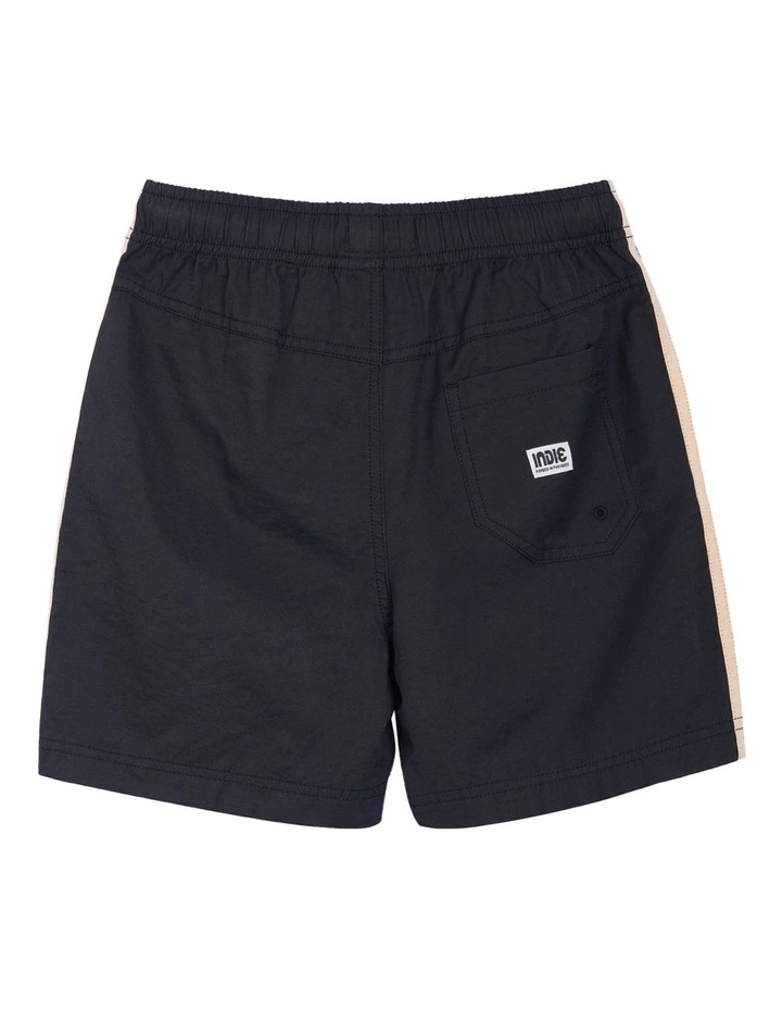 All Day Stripe Swim Trunk (3-7 Years) in Black image 3