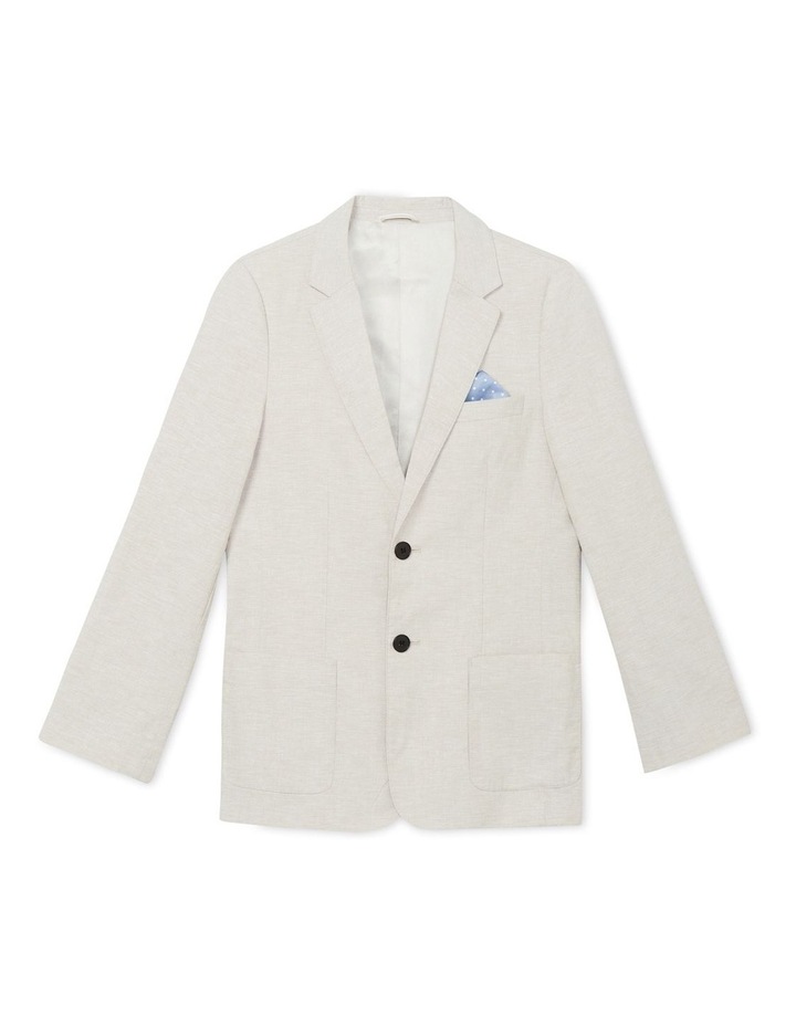 Youth Fit Linen Blend Jacket in Ecru