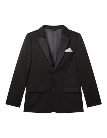 Youth Fit Satin Lapel Jacket in Black
