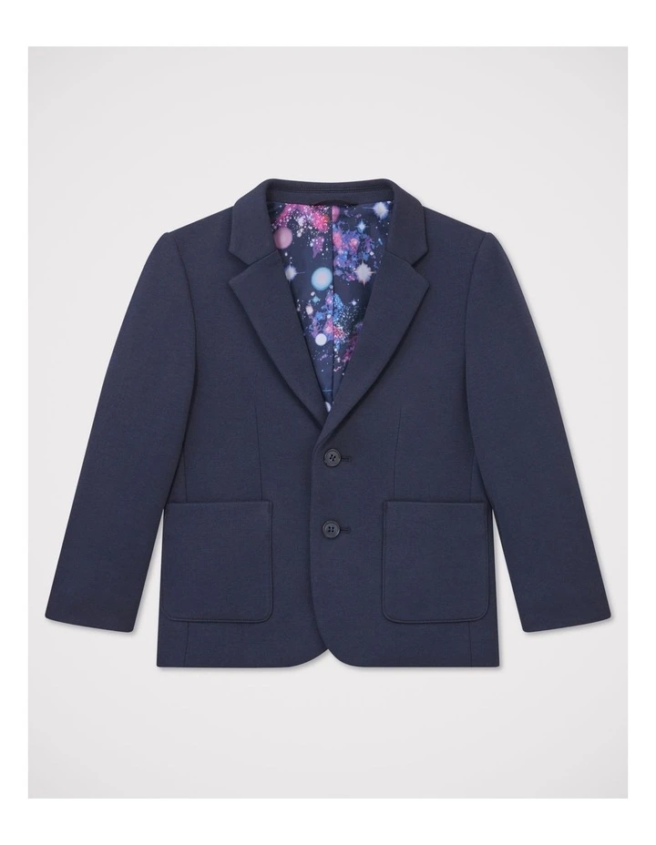 Boys Cotton Knit Jacket in Navy image 1