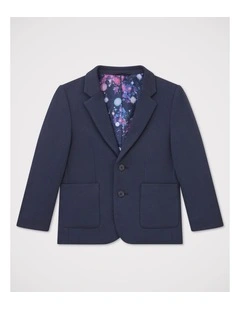 Boys Cotton Knit Jacket in Navy