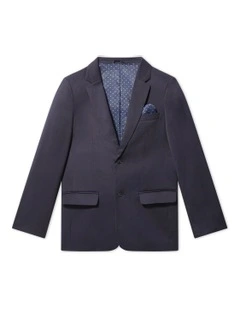 Junior Fit Plain Stretch Twill Suit Jacket in Ink