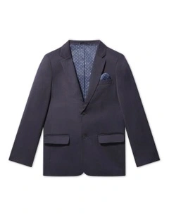 Youth Fit Plain Stretch Twill Suit Jacket in Ink