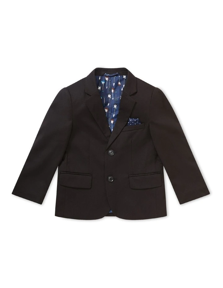 Youth Fit Plain Stretch Twill Suit Jacket in Black image 1