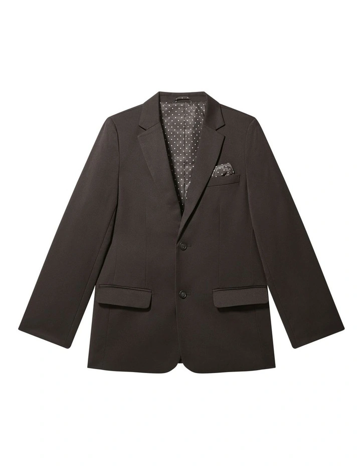 Youth Fit Plain Stretch Twill Suit Jacket in Black image 1
