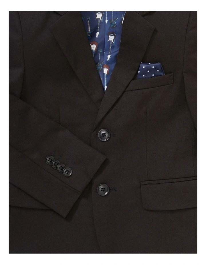 Youth Fit Plain Stretch Twill Suit Jacket in Black image 2