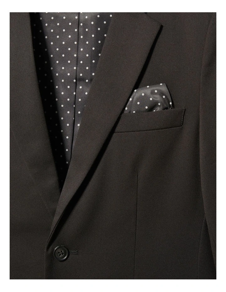 Youth Fit Plain Stretch Twill Suit Jacket in Black image 2