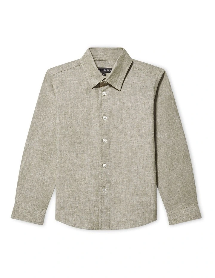 Linen Blend Shirt in Green image 1