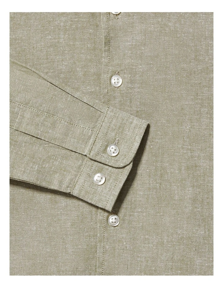 Linen Blend Shirt in Green image 2