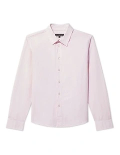 Junior Fit Linen Blend Shirt in Pink