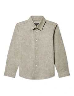 Junior Fit Linen Blend Shirt in Green