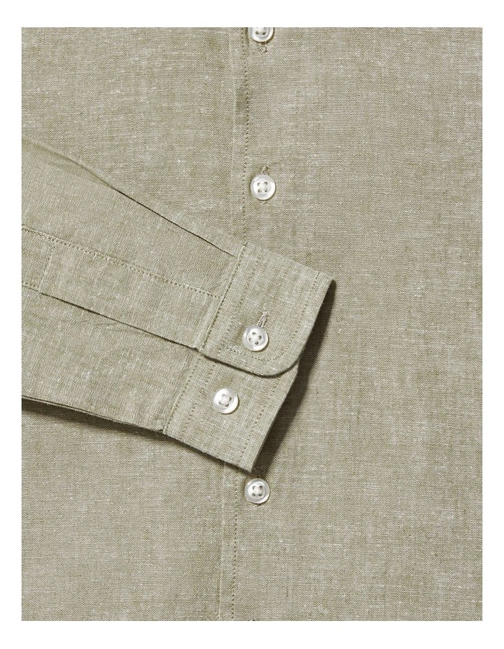 Junior Fit Linen Blend Shirt in Green image 2