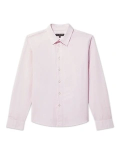 Junior Fit Linen Blend Shirt in Pink