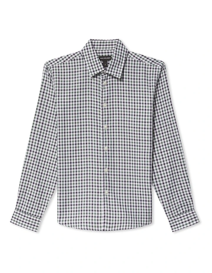 Youth Fit Bamboo Blend Check Shirt in Green image 1