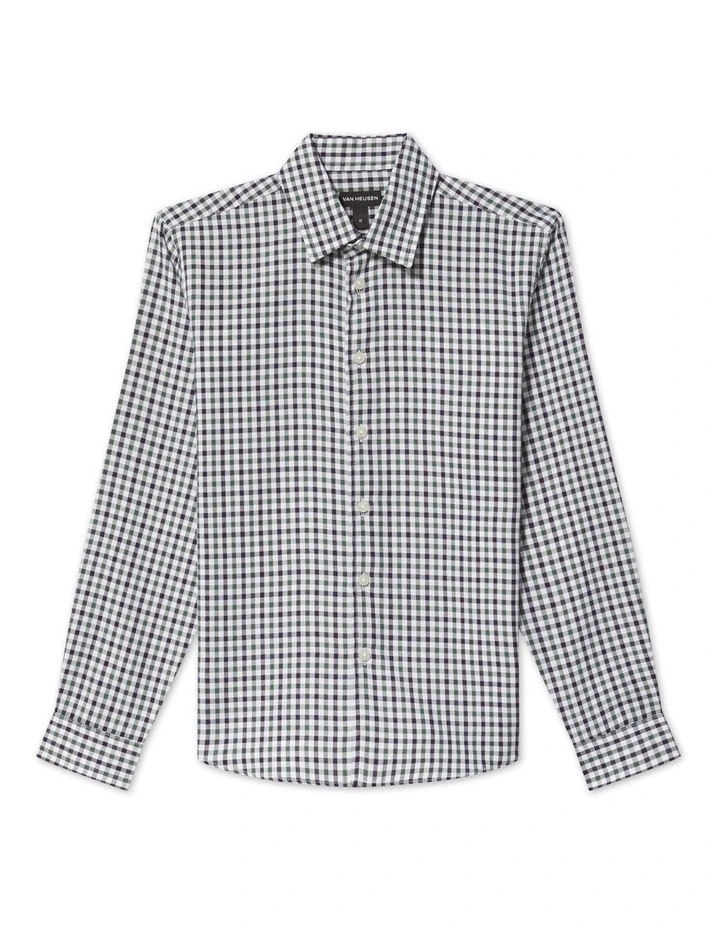 Junior Fit Bamboo Blend Check Shirt in Green image 1